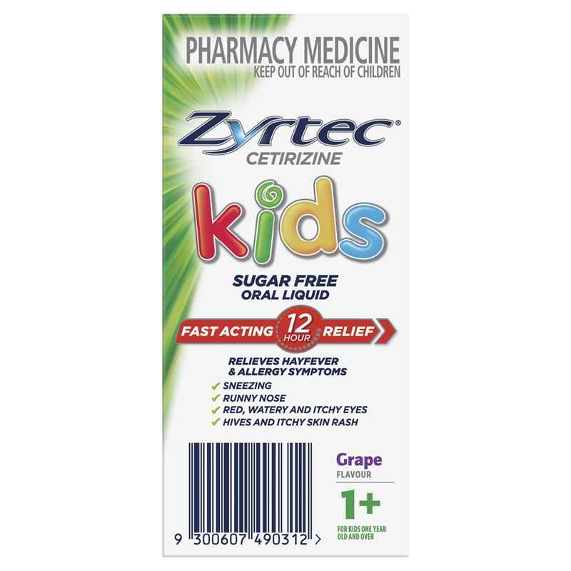 Zyrtec Kids Antihistamine Allergy & Hayfever Oral Liquid Grape 60mL