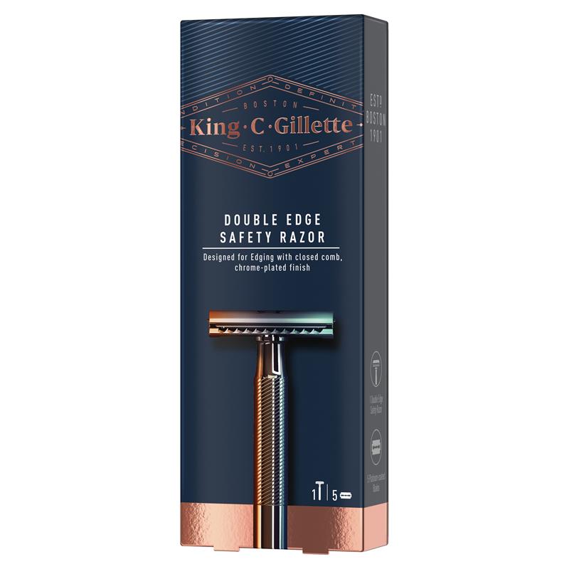 King C Gillette Double Edge Safety Razor + 5 Razor Blades
