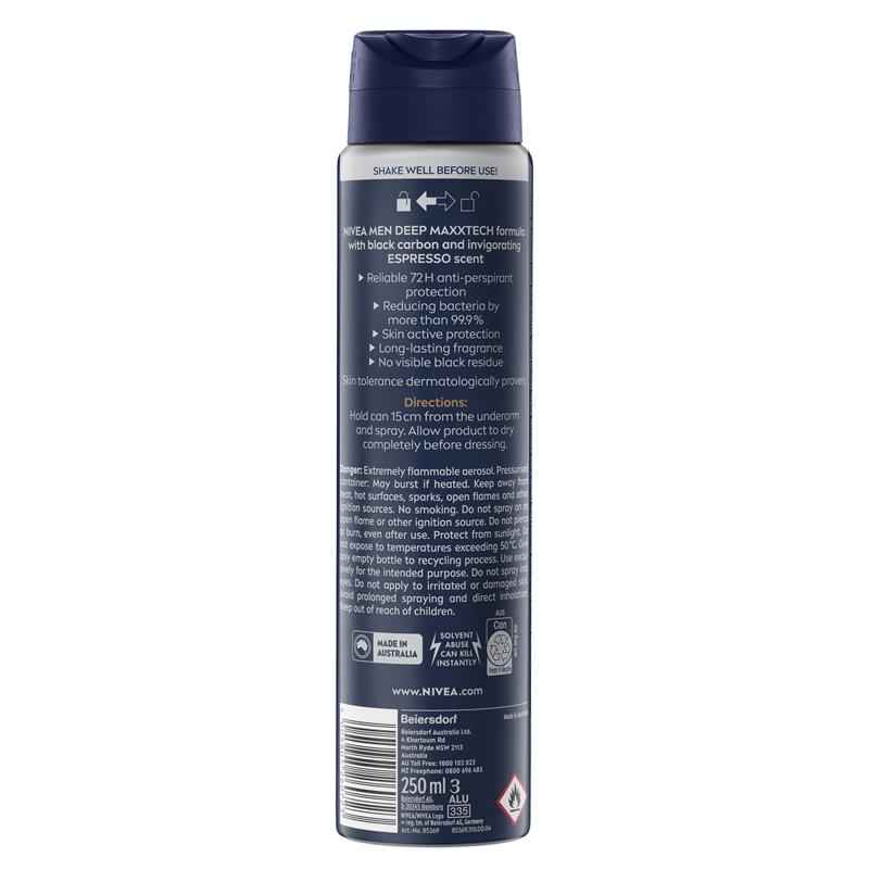 NIVEA MEN Deep Espresso Aerosol Deodorant 72H Protection 250ml