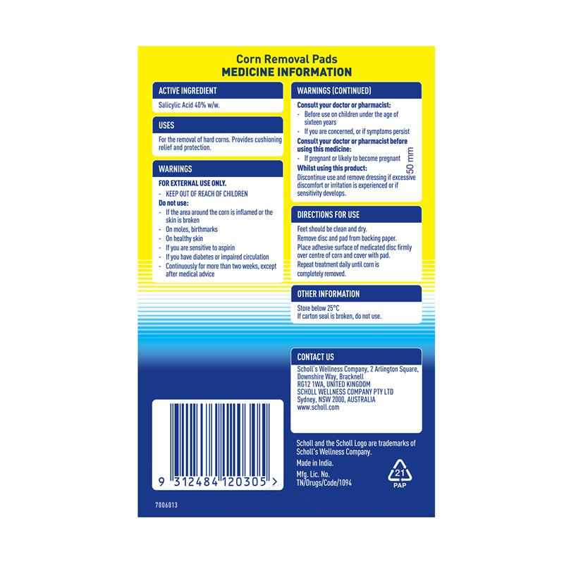 Scholl Corn Removal Medicated Disc Pads System 9 Pack