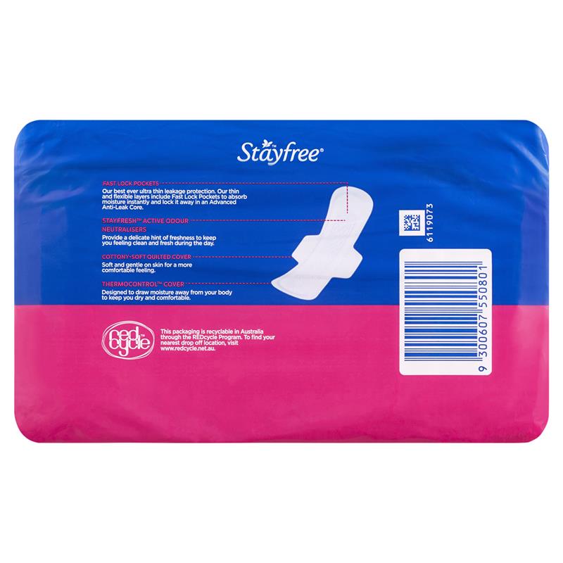 Stayfree Ultra Thin Super Sanitary Pads With Wings 20 Pack