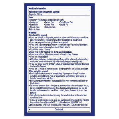 Advil Ibuprofen Pain Relief 90 Liquid Capsules