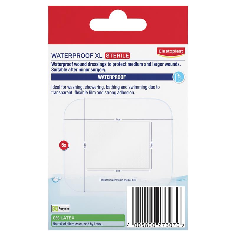Elastoplast Waterproof Dressing XL 6x7cm 5 Pack