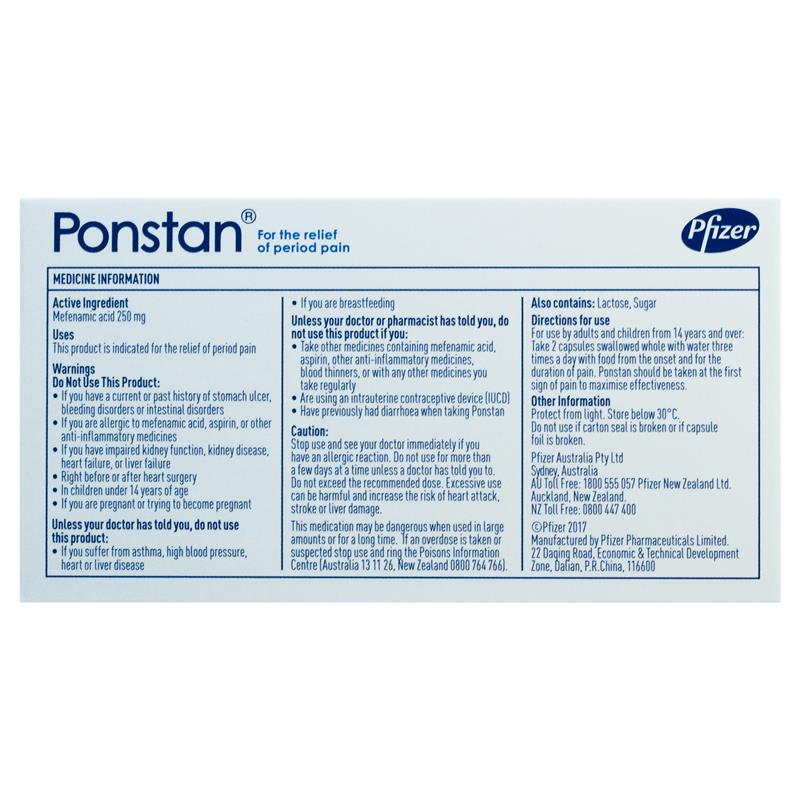 Ponstan 250mg Capsules 20