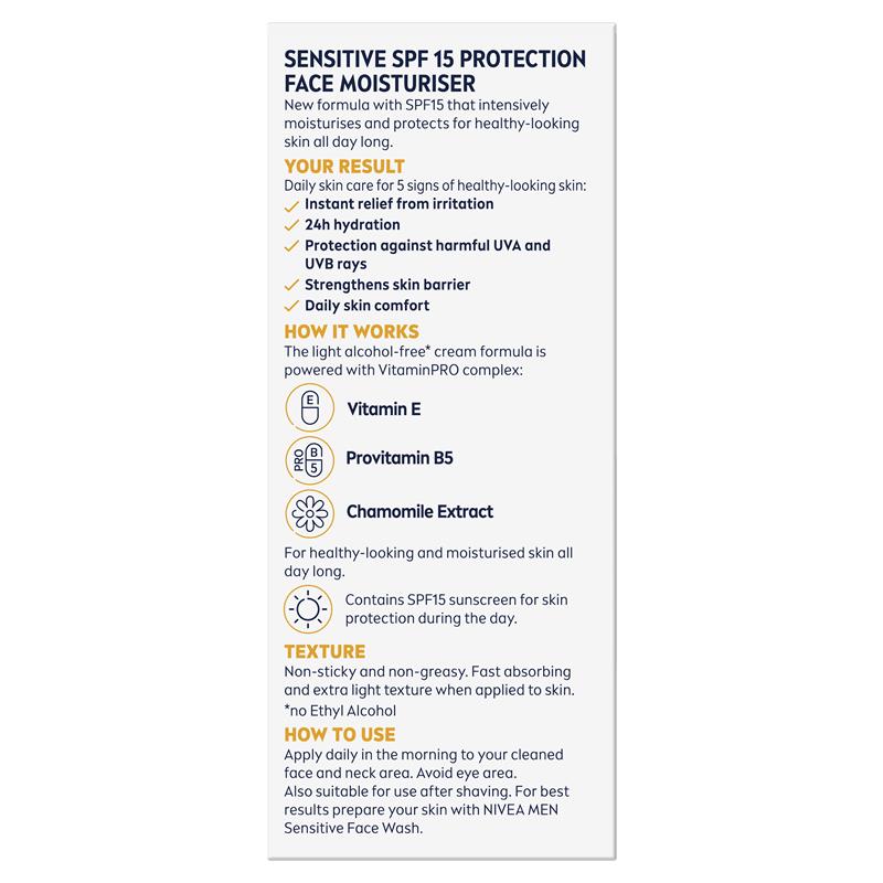 NIVEA MEN Sensitive Protective Moisturiser SPF15 75ml