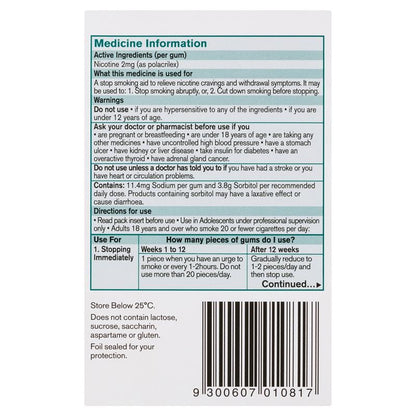 Nicorette Gum 2mg Classic 75 Pieces