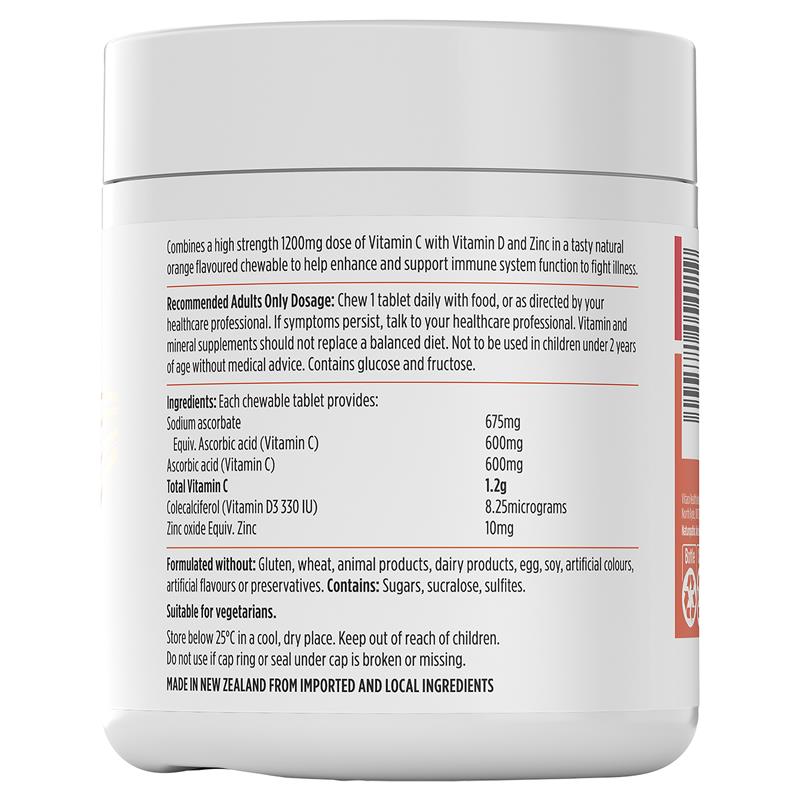 Nutra-Life Vit C+D+Zinc Chew 120 Tablets
