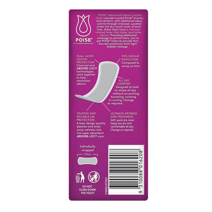 Poise Incontinence Liners Extra Long with Charcoal 20 Pack
