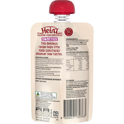 Heinz Pear Berry & Oat Smoothie with Greek style Yoghurt Pouch 120g 8m+