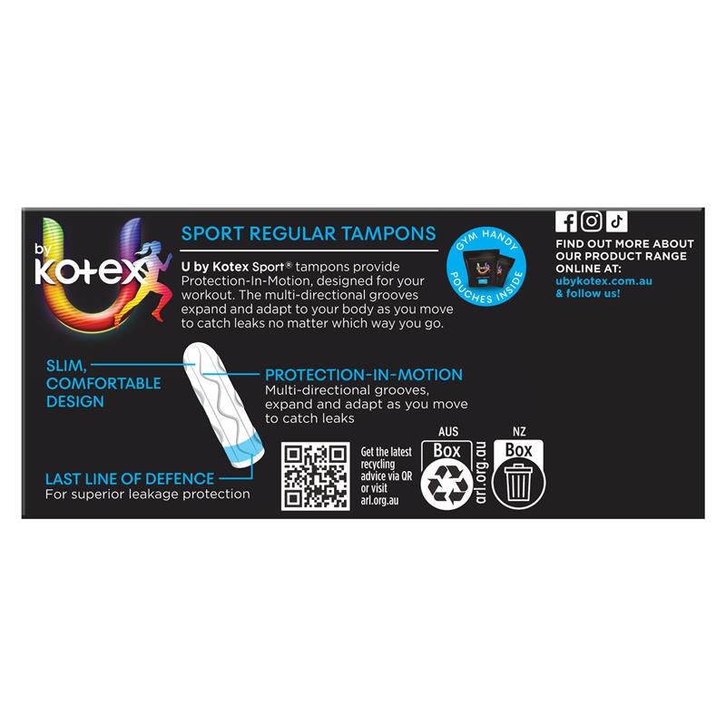 U by Kotex Sport Tampons Regular 16 Pack