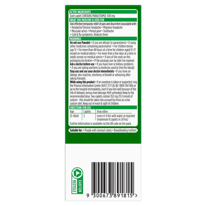 Panadol Rapid Paracetamol Pain Relief 48 Caplets