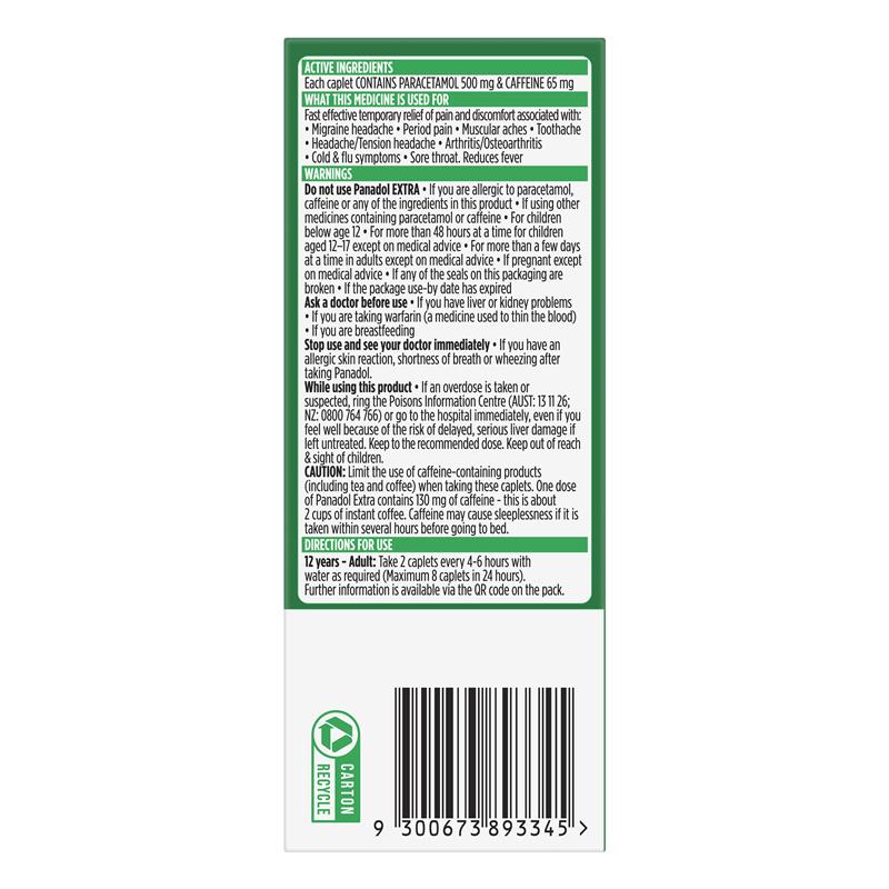 Panadol Extra Paracetamol Pain Relief 32 Caplets