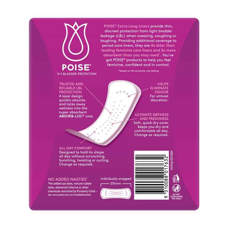Poise Liner Extra Long Bulk 44 Pack
