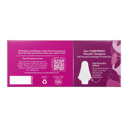 Carefree Flexia Fragrance Free Super Tampons With Wings 16 Pack