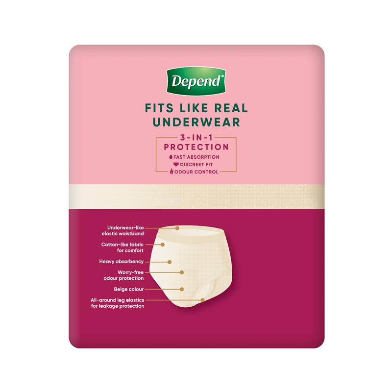 Depend Real Fit Regular Incontinence Underwear for Women X-Large 8 Pack