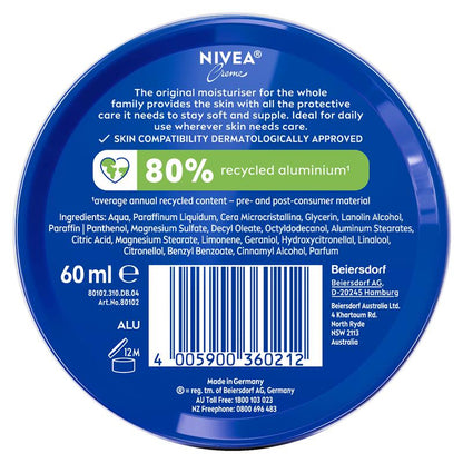 NIVEA Creme Moisturiser Face Body Hands 60ml