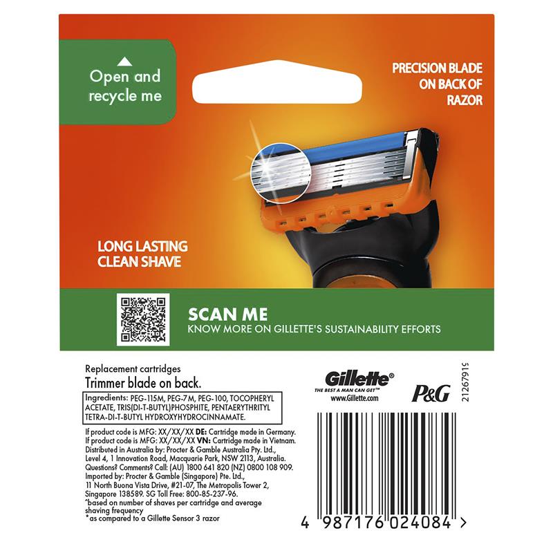 Gillette Fusion Manual Razor Blades 8 Pack