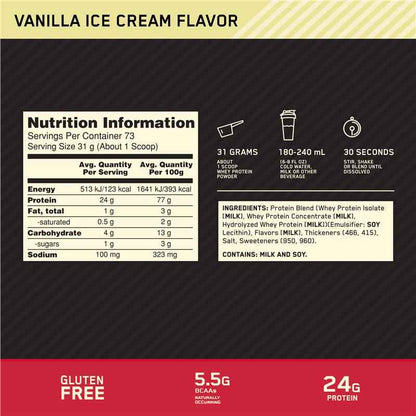 Optimum Nutrition Gold Standard 100% Whey Vanilla Ice Cream 907g