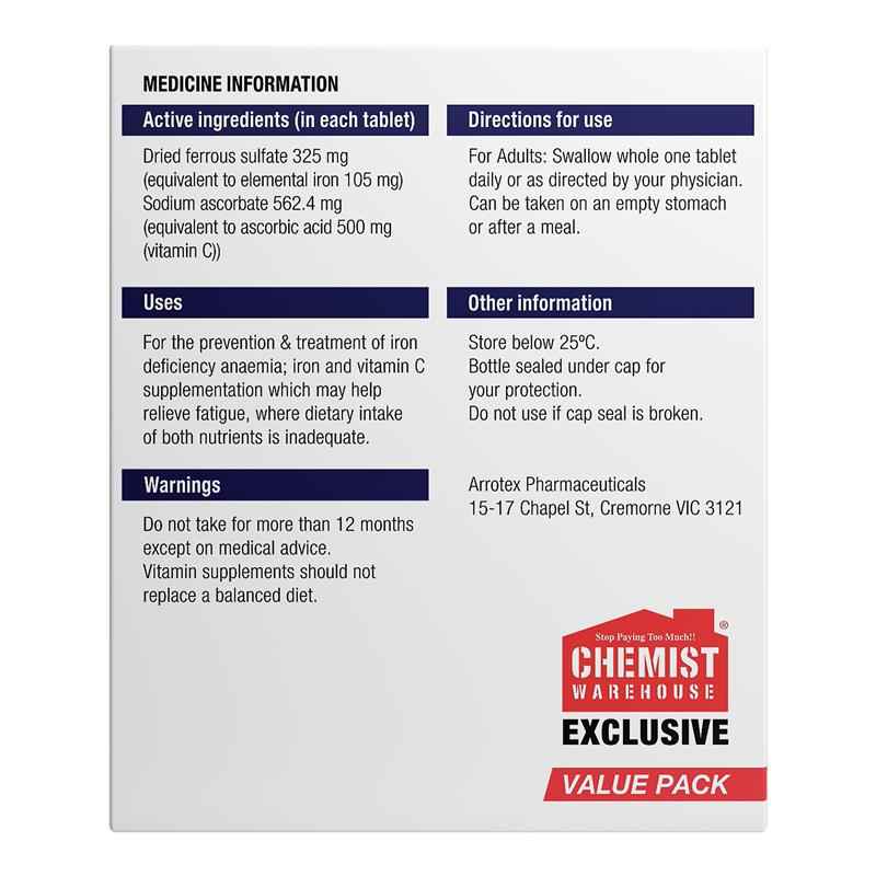 Ferro-Grad Iron & Vitamin C 120 Tablets Exclusive Size