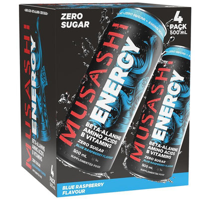Musashi Blue Raspberry Energy Drinks 500ml x 4 Pack