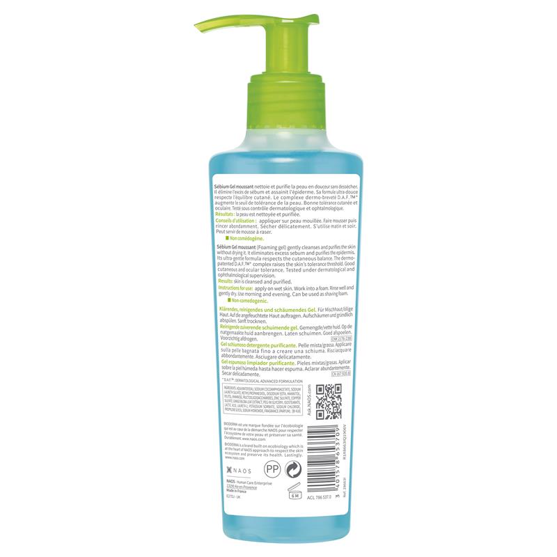 Bioderma Sebium Gel Moussant Gel Cleanser For Oily Skin 200ml