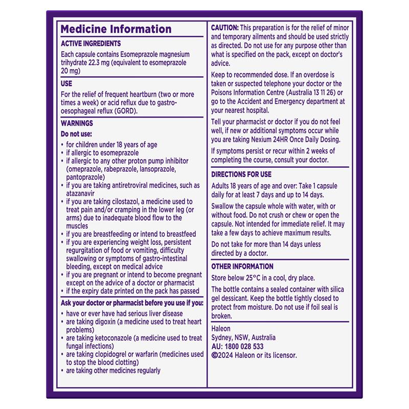 Nexium 24hr Heartburn & Acid Reflux Relief 20mg Mini 14 Capsules