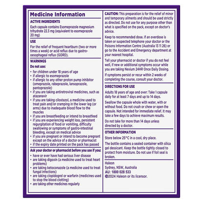 Nexium 24hr Heartburn & Acid Reflux Relief 20mg Mini 14 Capsules