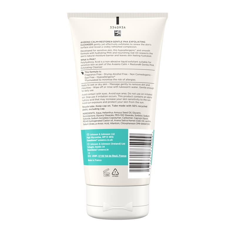 Aveeno Face Calm and Restore Gentle PHA Exfoliating Cleanser 150ml