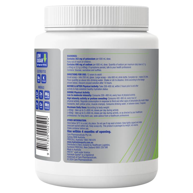 Hydralyte Plus Sports Lemon Lime Flavoured Powder 900g