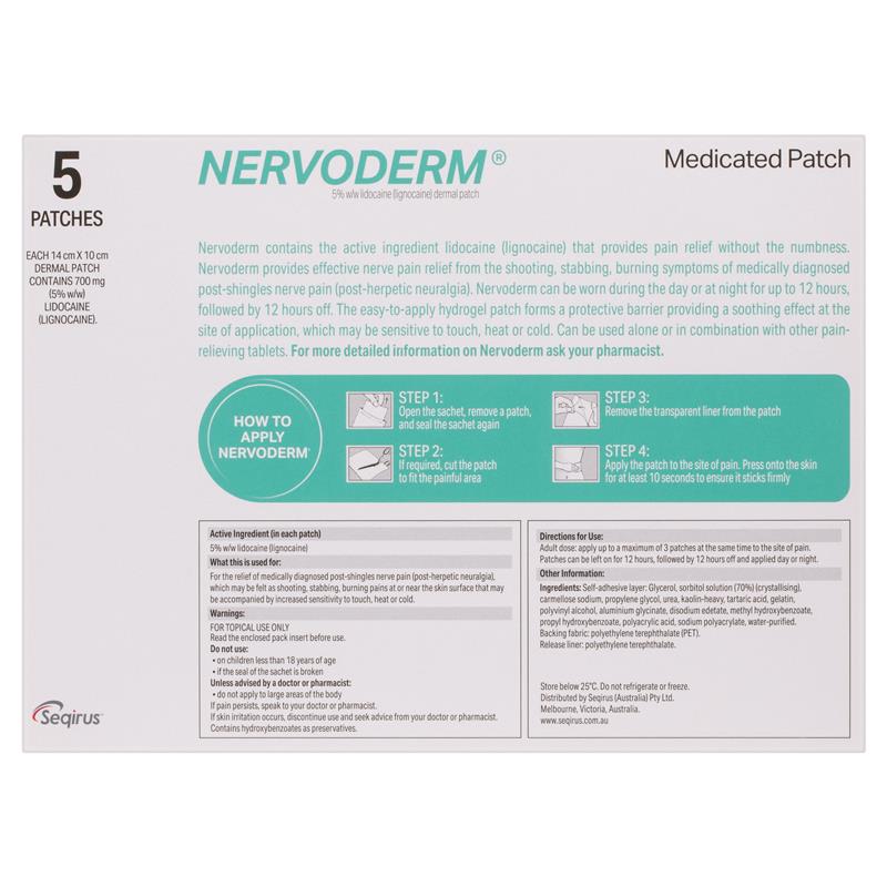 Nervoderm Lignocaine 5 Dermal Patch
