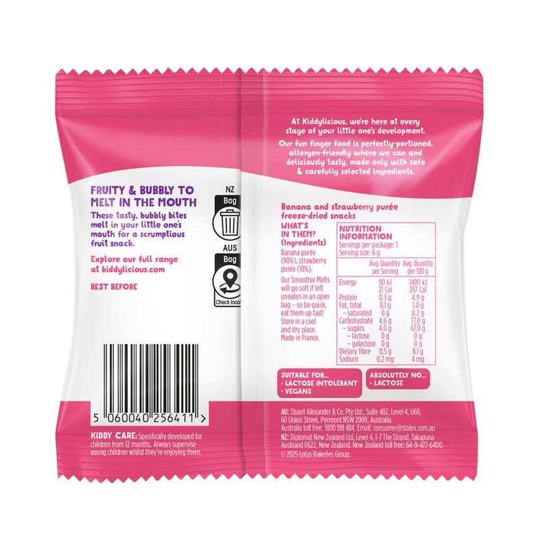 Kiddylicious Melts Strawberry and Banana 6g