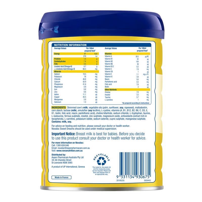 Novalac SD Sweet Dreams Formula 0-12 Months 800g