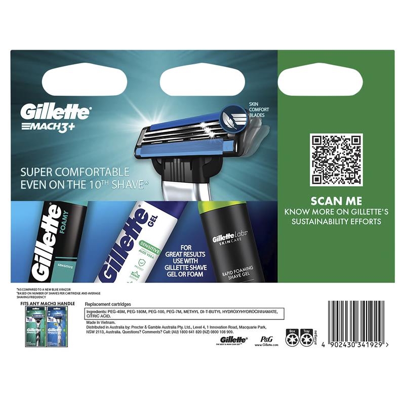 Gillette Mach 3+ Cartridges Value 15 Pack