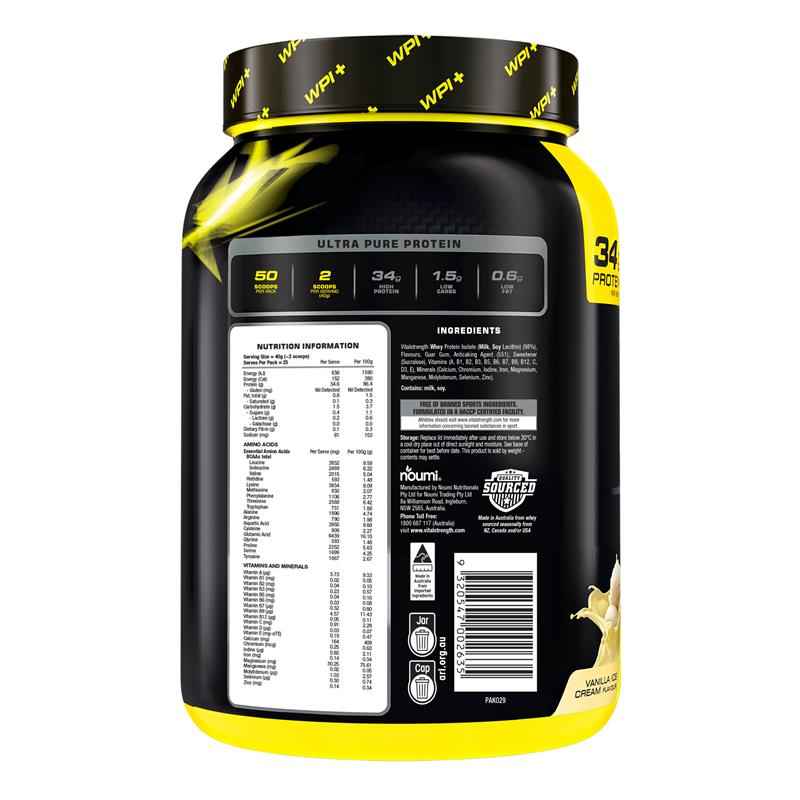 Vital Strength WPI Plus 100 Whey Protein Isolate Vanilla 1Kg