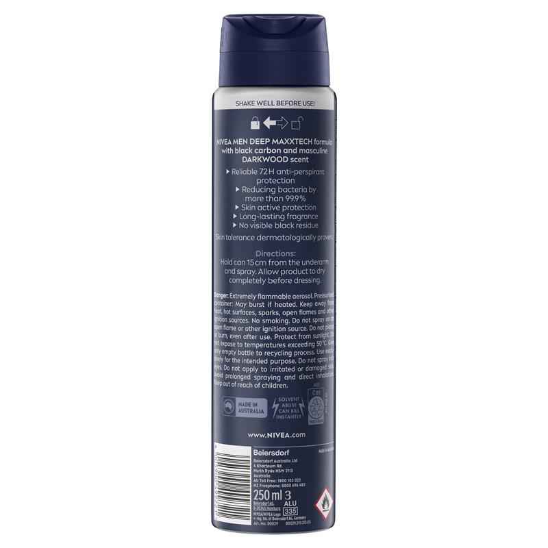 NIVEA MEN Deep Aerosol Deodorant 72H Protection 250ml