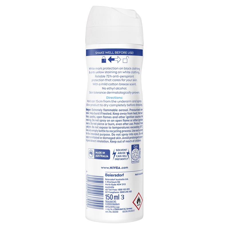 NIVEA Black & White Invisible Pure Aerosol Deodorant 72H Protection 150ml