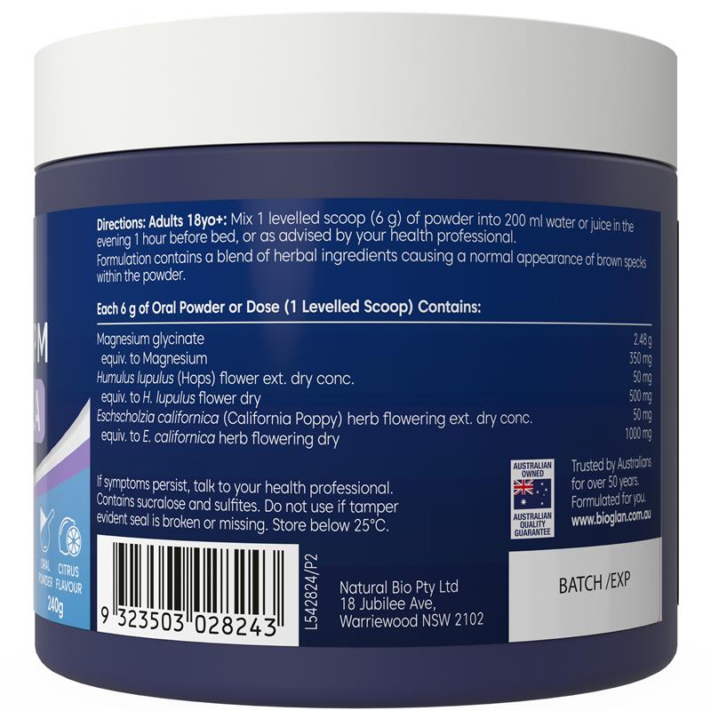 Bioglan Active Magnesium PM Deep Sleep Formula 240g