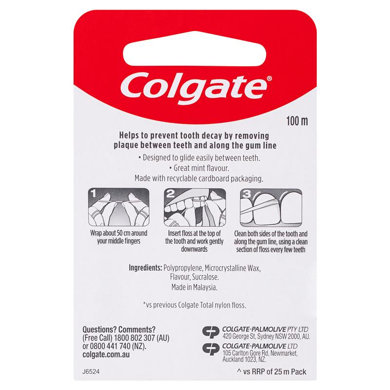 Colgate Dental Floss Total Mint Waxed 100m