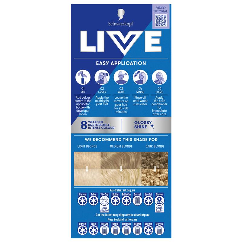 Schwarzkopf LIVE Colour Permanent 10.2 Extra Light Pearl Blonde