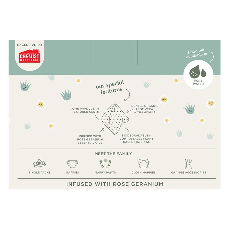 Tooshies Baby Wipes Aloe Vera and Chamomile 6 x 70 Pack