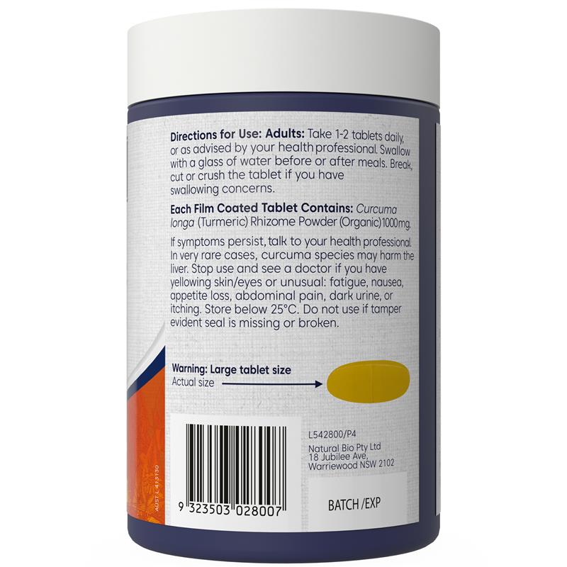 Bioglan Turmeric 1000mg 250 Tablets Exclusive Size