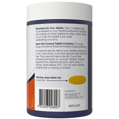 Bioglan Turmeric 1000mg 250 Tablets Exclusive Size