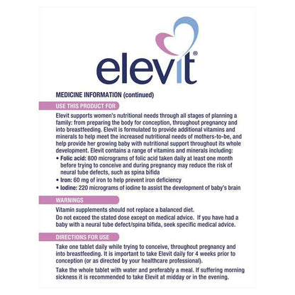 Elevit Pre-conception & Pregnancy 100 Tablets