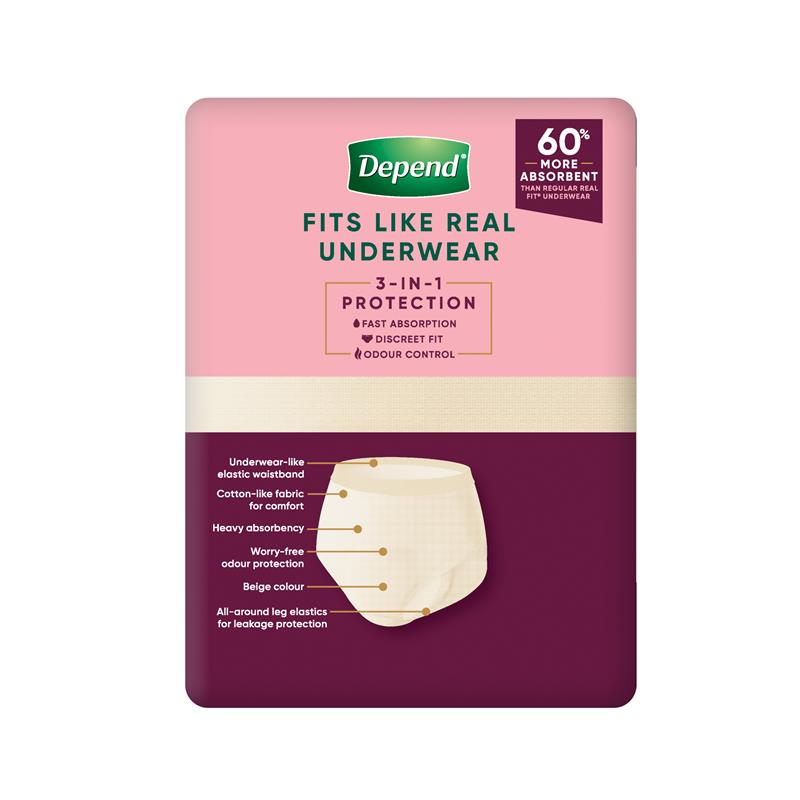 Depend Real Fit Super Incontinence Underwear for Women Large 8 Pack