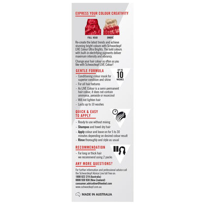 Schwarzkopf LIVE Colour Pillar Box Red Semi Permanent 75ml