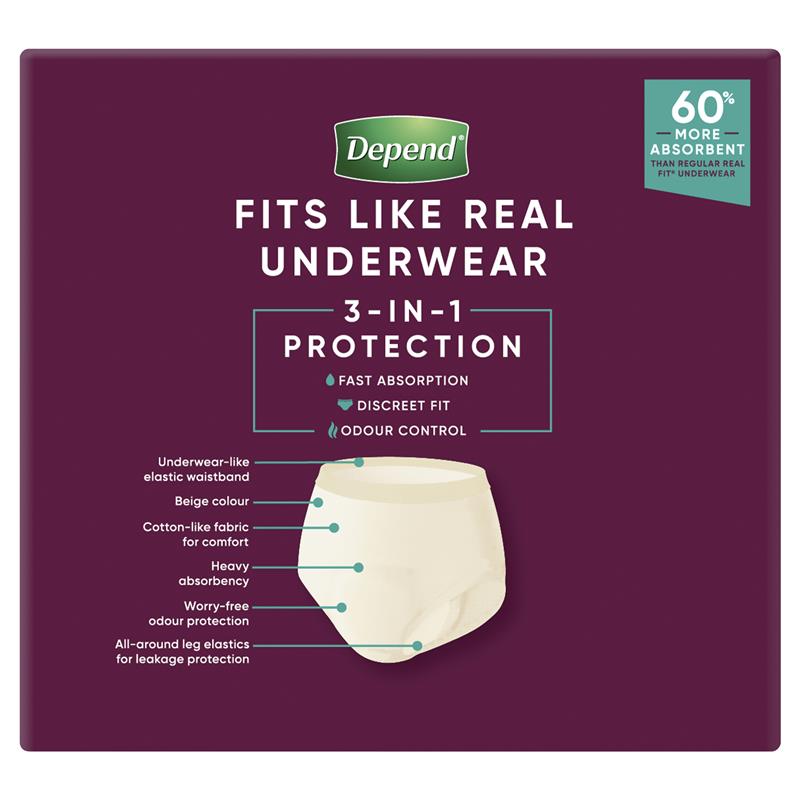 Depend Real Fit Super Incontinence Underwear for Women XL 16 Pack