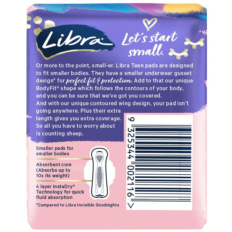 Libra Girl Pads Goodnight Wing 10 Pack