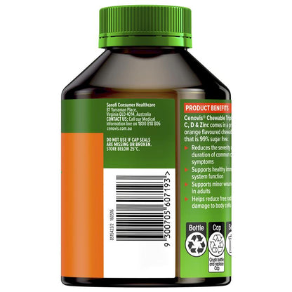 Cenovis Chewable Triple Action C D & Zinc 120 Tablets