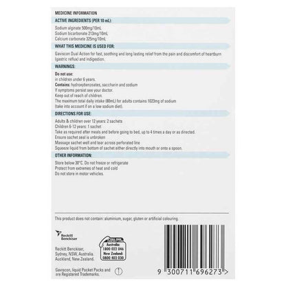Gaviscon Dual Action Liquid Sachets Peppermint 12 Pack
