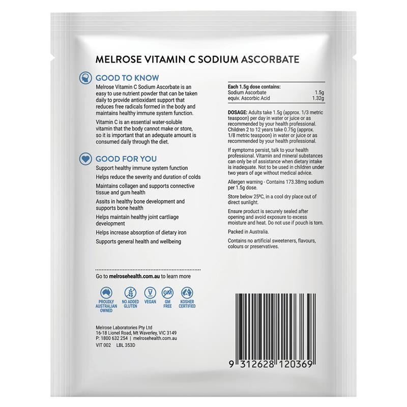 Melrose Vitamin C + Sodium Ascorbate 125g Powder